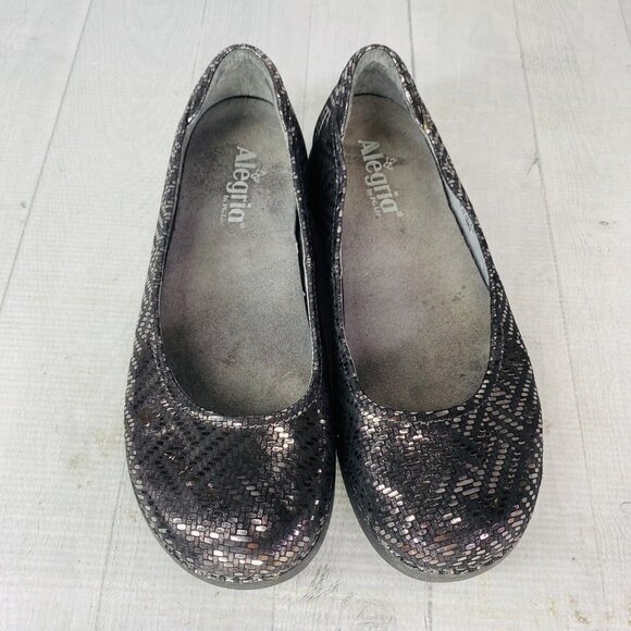 Alegria By PG Lite PEWTER DAZZLER PET-532 Leather Slip On Flat Shoes Size 8.5 - Picture 5 of 14